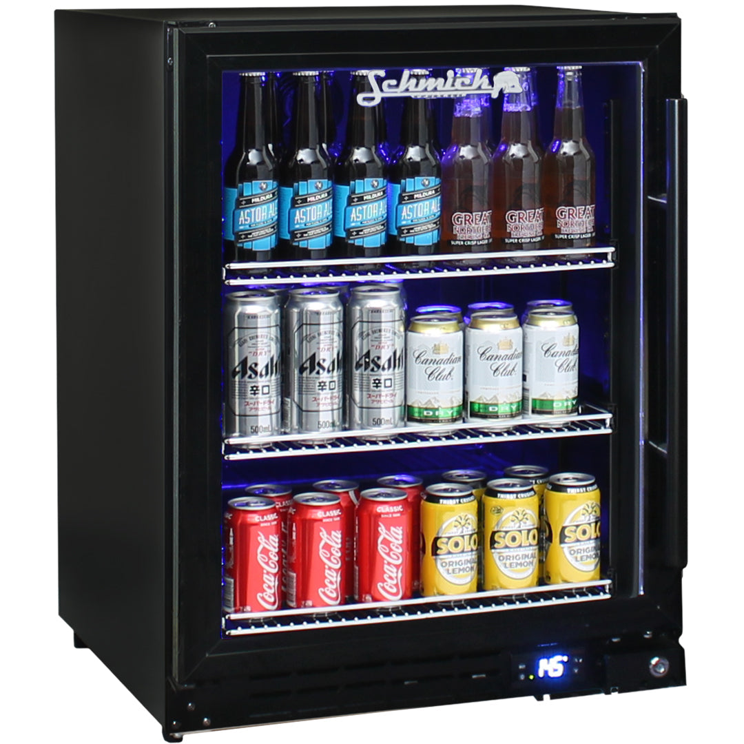 Under Bench Black Glass Door Bar Fridge Front Venting Classy Design ...