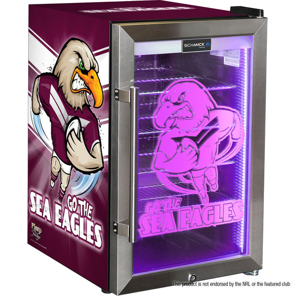 Sea Eagles Rugby Team Design Club branded bar fridge, Great gift idea! - Model HUS-SC70-SS-RUG-EAGLES