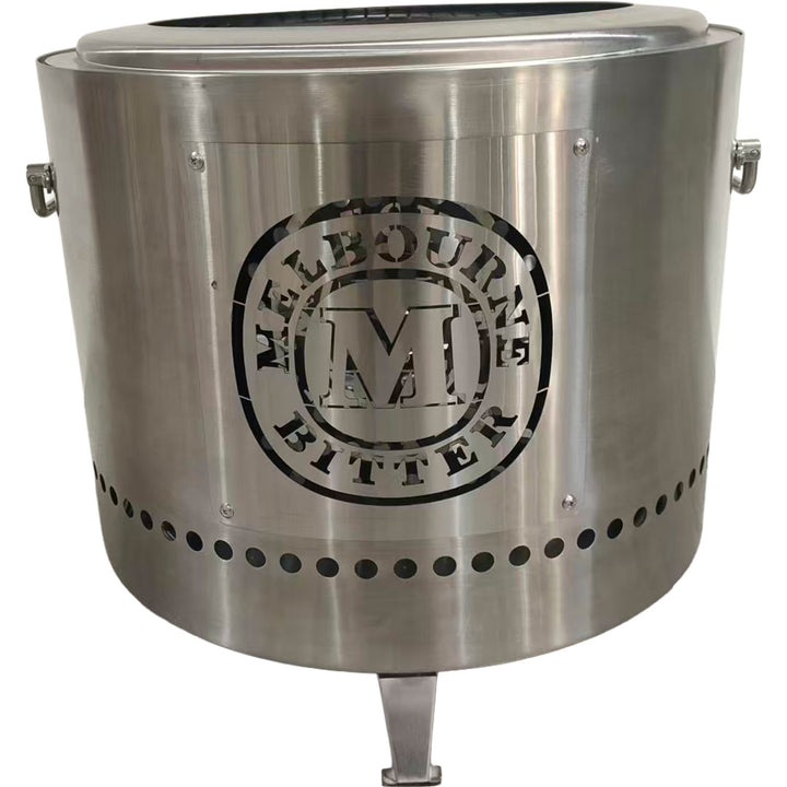 Licenced MELBOURNE BITTER Stainless Steel Fire Pit- Dual Skinned Less ...
