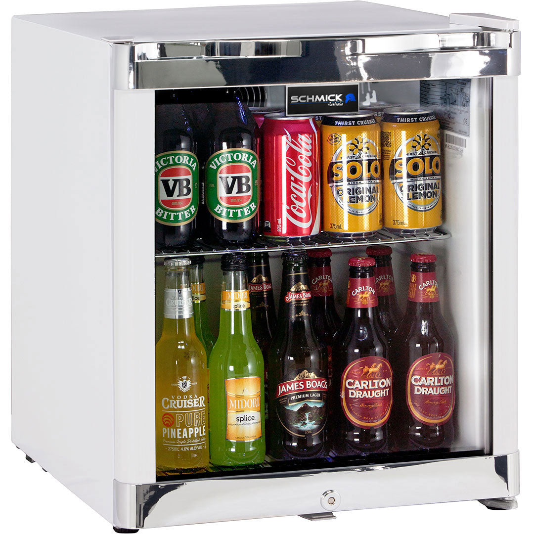 Schmick white mini bar fridge 50 litre, front view