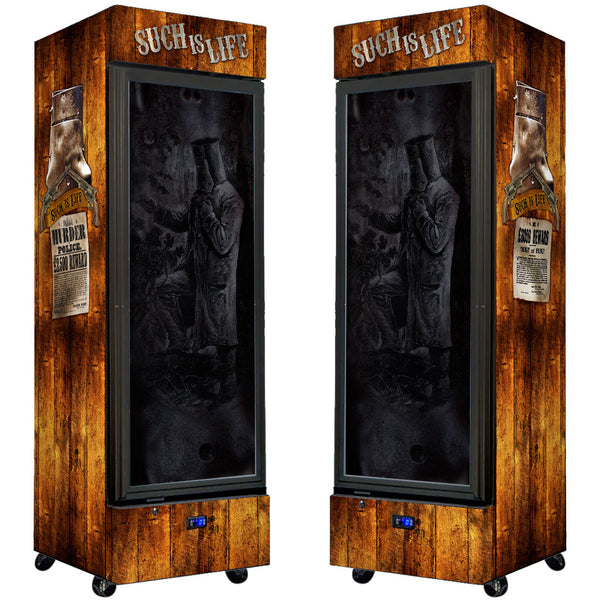 Ned Kelly Branded Upright Quiet Running Black Glass Door Bar Fridge - Model SC372-NED