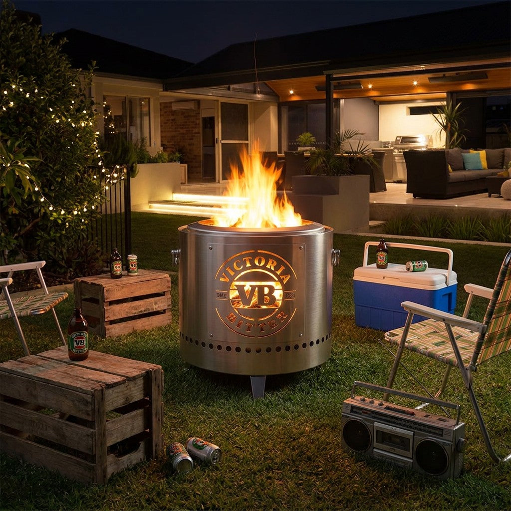 Licenced VB Stainless Steel Fire Pit - Dual Skinned Less Smoke Design ...
