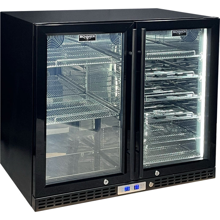 DUAL ZONE BAR FRIDGE WITH DEDICATED BEER AND WINE SHELVES
