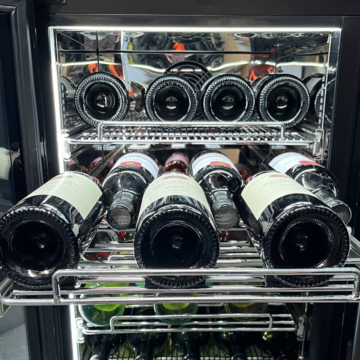 SHELVES ARE INTERCHANGABLE BETWEEN FLAT AND WINE STYLE