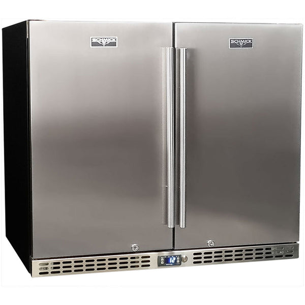 Schmick Twin Door Quiet Running  Stainless Steel Solid Door Bar Fridge Model SK206-SD - Low Height - Model SK206-SD