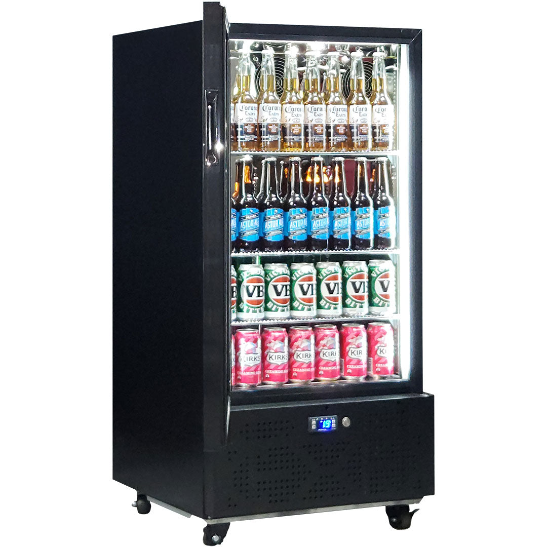 Schmick upright bar fridge, interior shelving