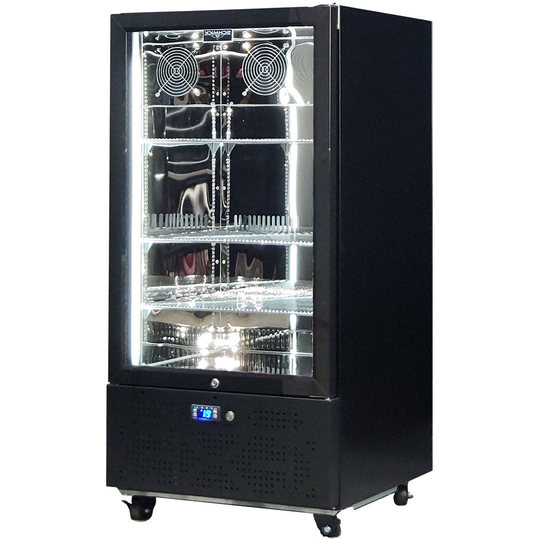 Schmick upright bar fridge, side view