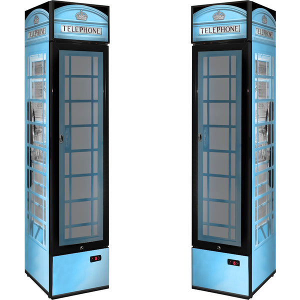 Pastel multi-coloured options Skinny Upright Bar Fridge With Telephone Box Design - Model SS-P160FA-TB-V2