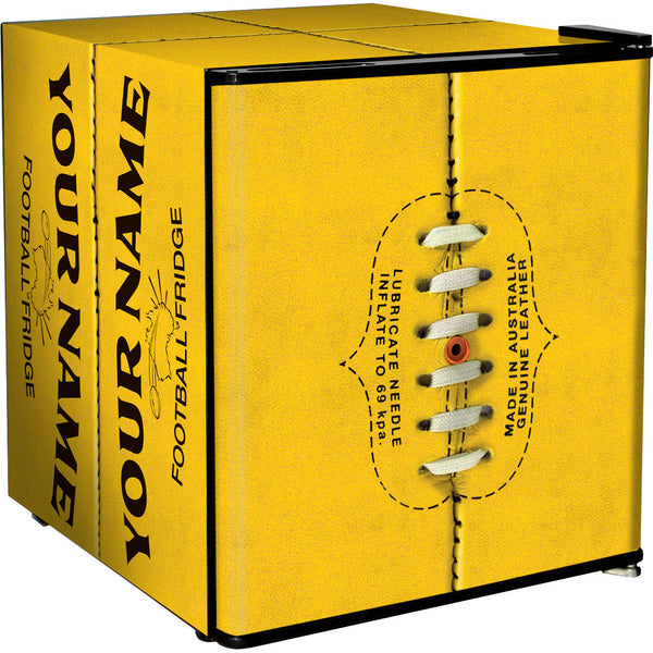 Retro Footy Design Vintage Mini Bar Fridge With Opener - Add Your Own Name - Model HUS-BC46B-FOOTY-V2