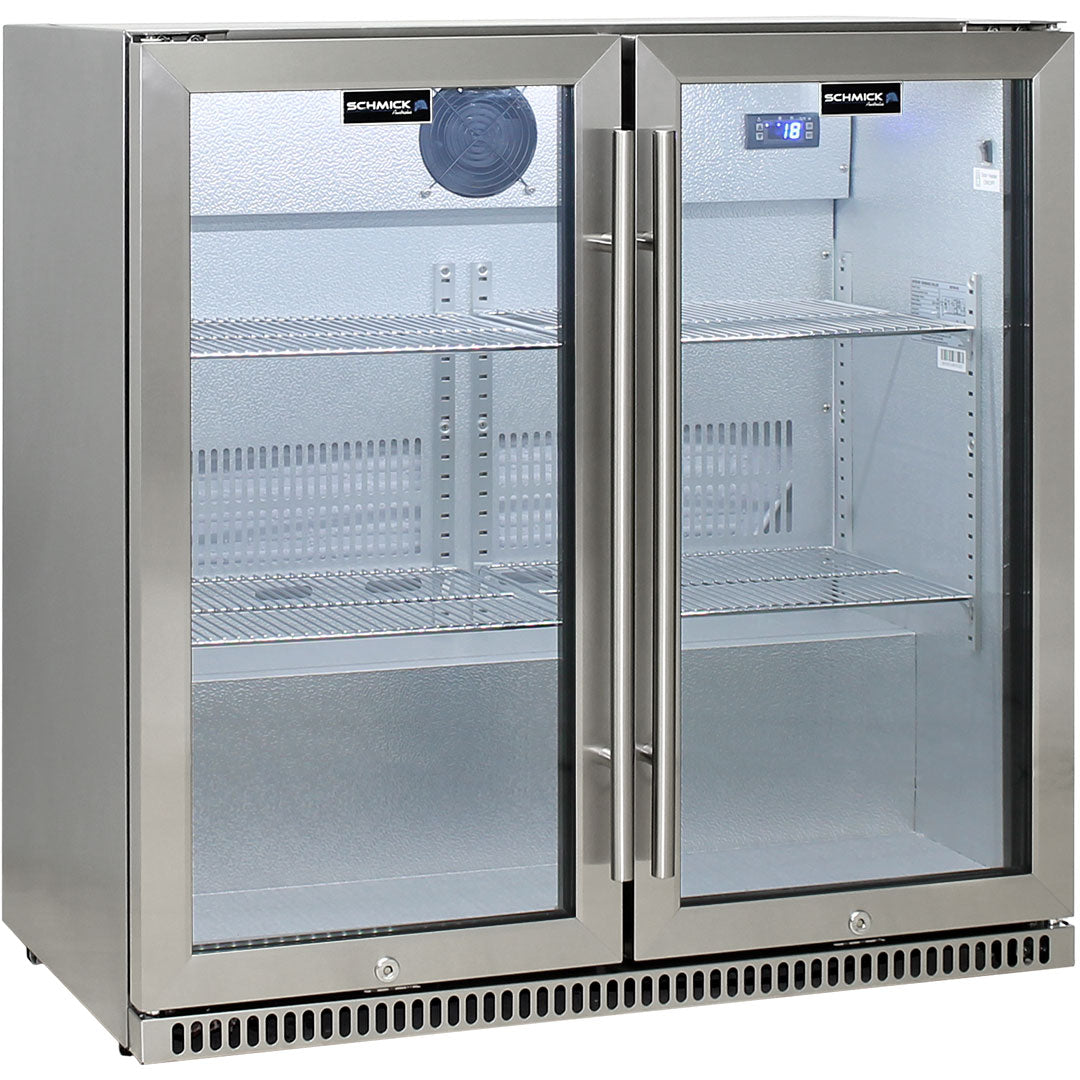 Glass fridge online double door