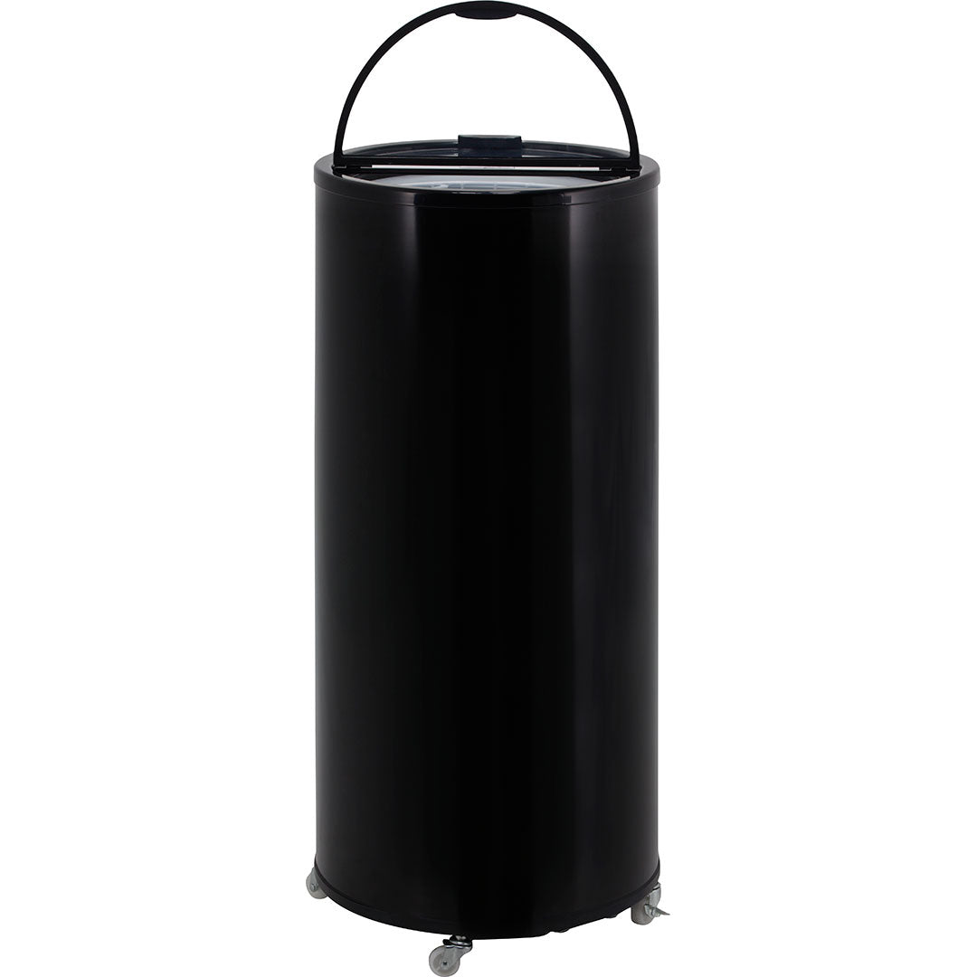 Schmick slimline can cooler on castor wheels, 65 litre, front view