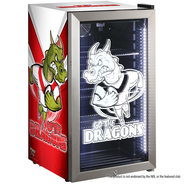 Rugby Dragons Triple Glazed Alfresco Bar Fridge With LED Strip Lights - Model HUS-SC88-RUG-DRAGONS