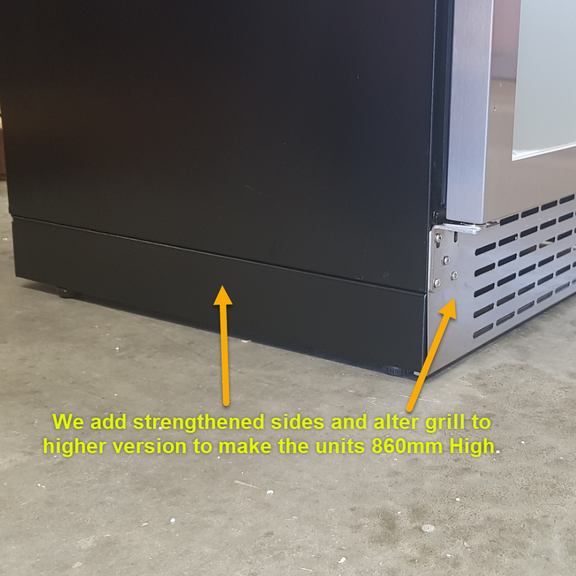 Under Bench Glass Door Drinks Fridge Front Venting Classy Design JC95B