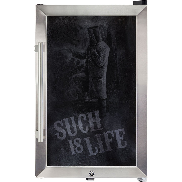 'SUCH IS LIFE' FROSTED ARTWORK COVERS THE DOOR