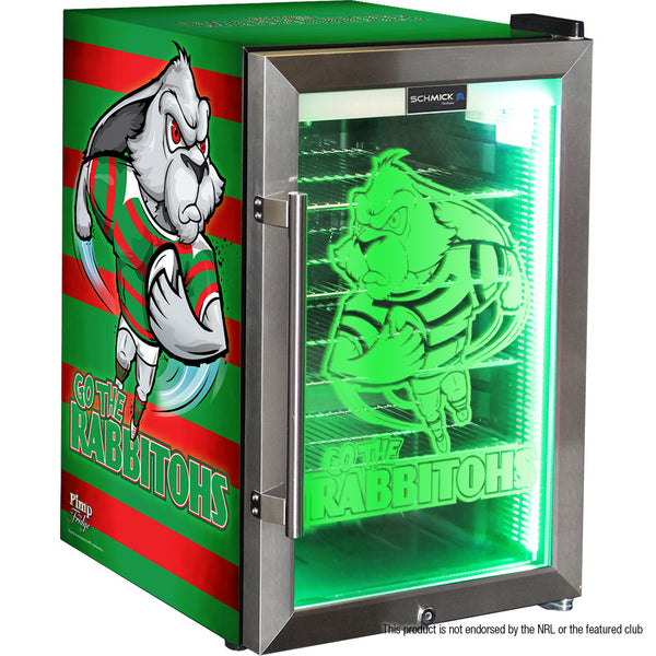 Rabbitohs Rugby Team Design Club branded bar fridge, Great gift idea! - Model HUS-SC70-SS-RUG-RABBITOHS