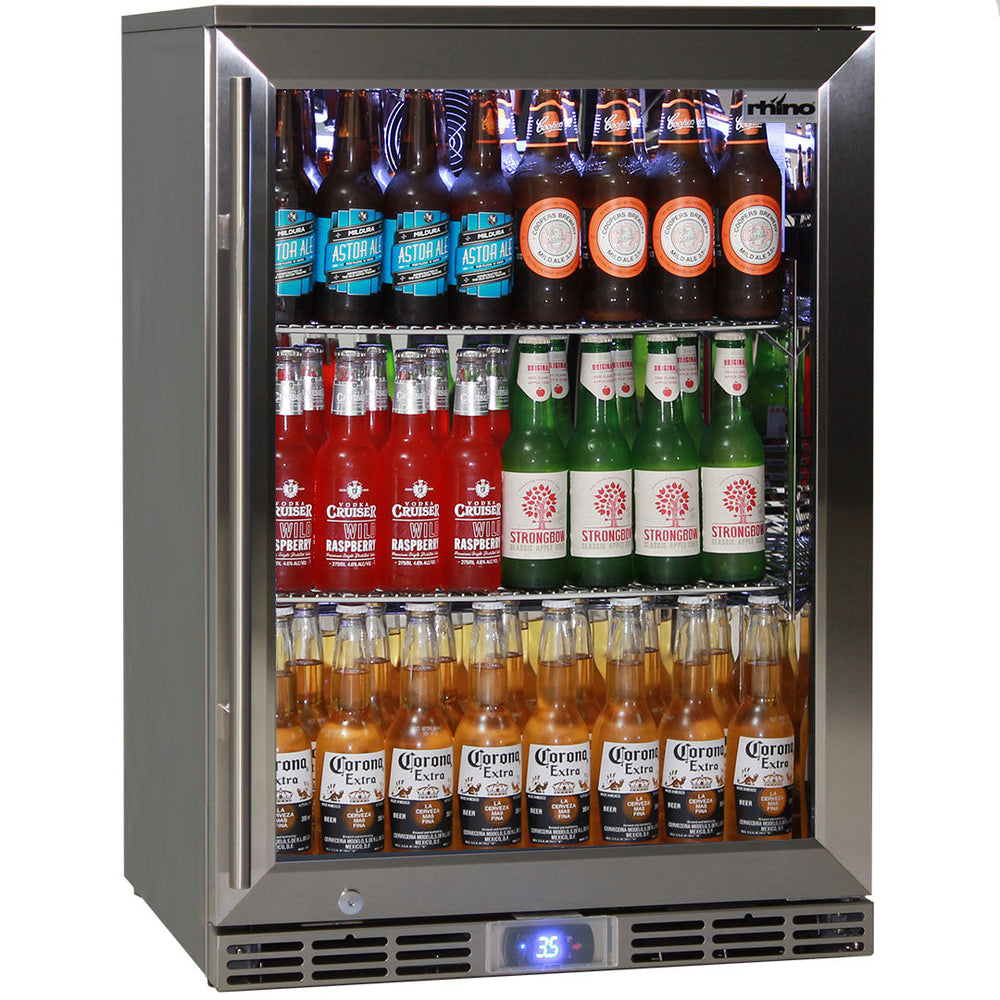 Outdoor Bar Fridge Glass Door All Stainless Steel Rhino Alfresco