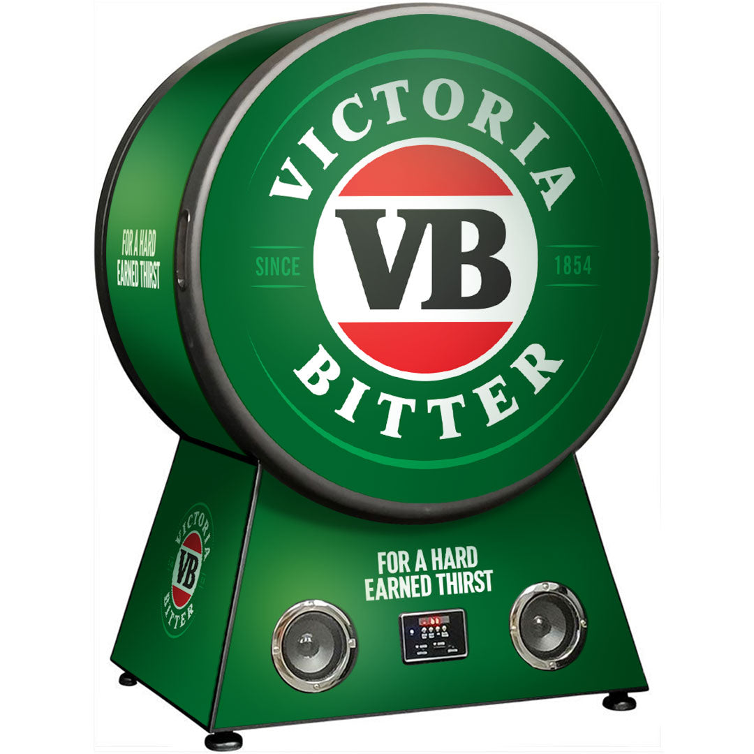 Round VB Branded Bar Fridge With Blue Tooth And Speakers Makes A Great