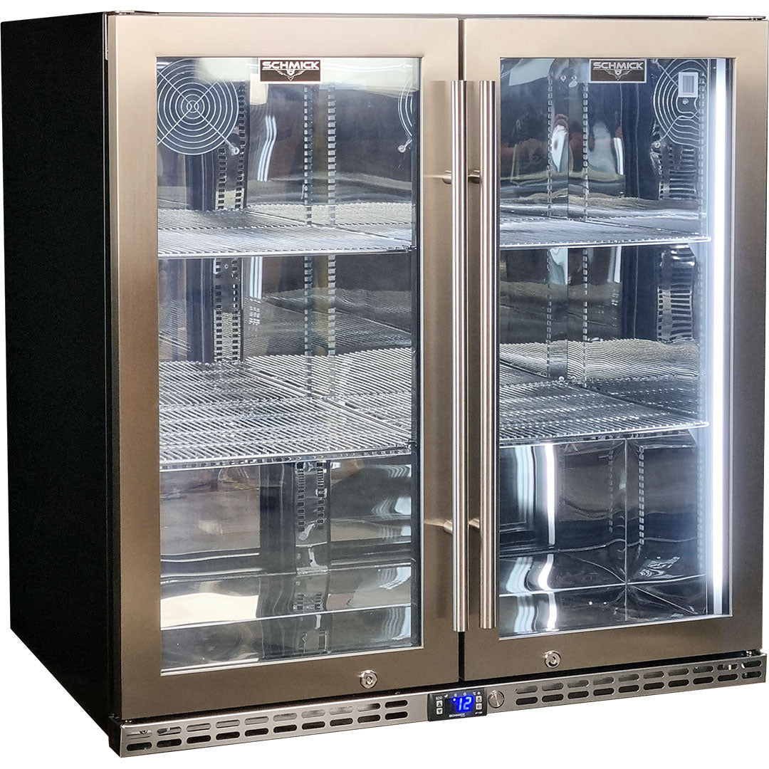 Schmick twin-door bar fridge 300 cans, front view