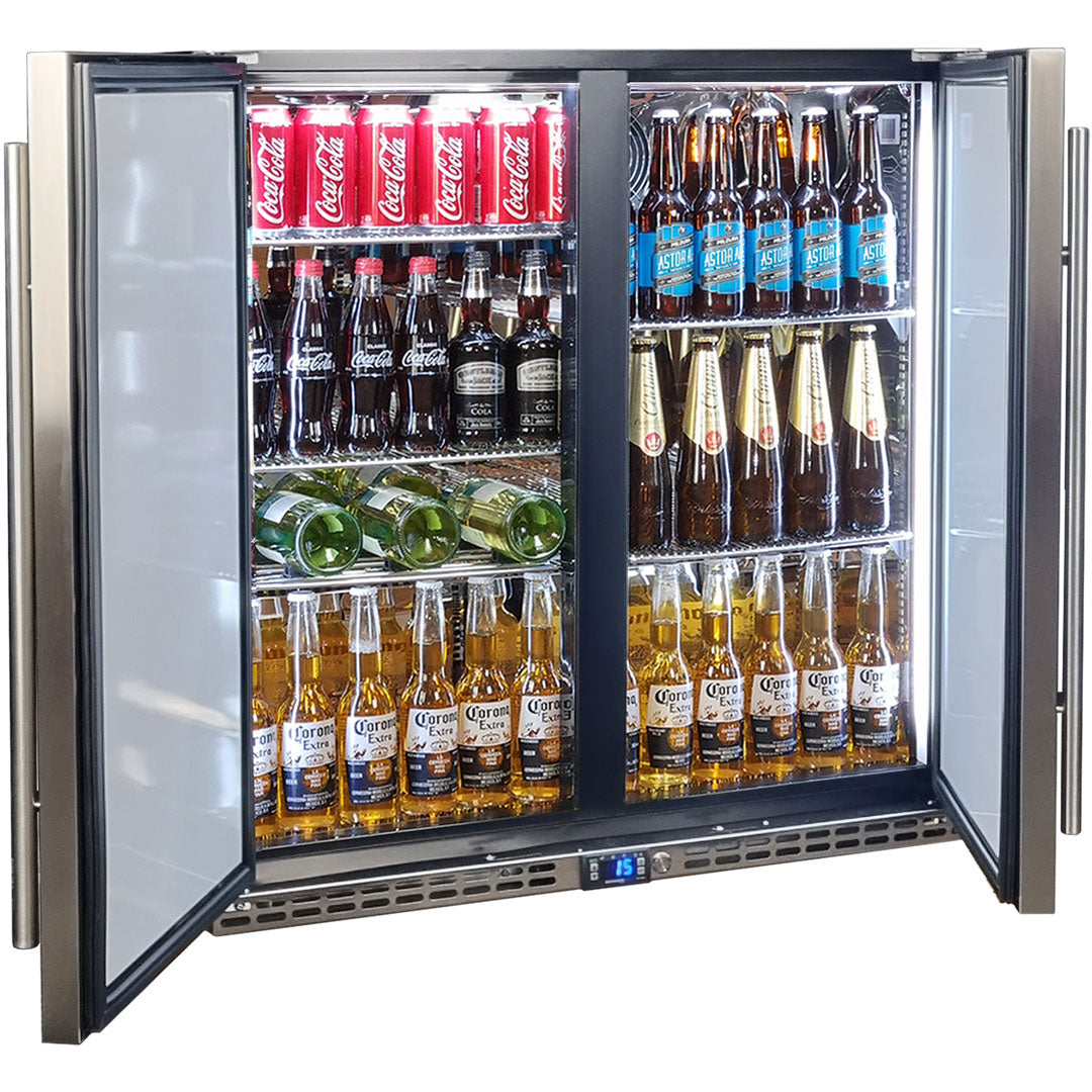 Stainless steel bar fridge glass deals door