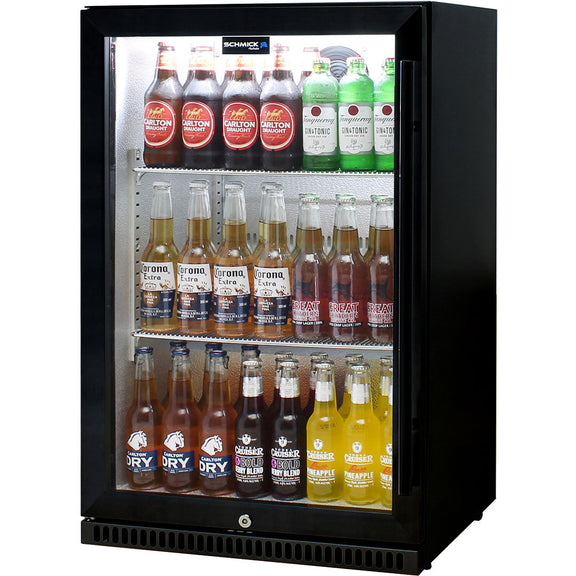 Schmick Black Outdoor Alfresco Bar Fridge With Heated Glass And Triple