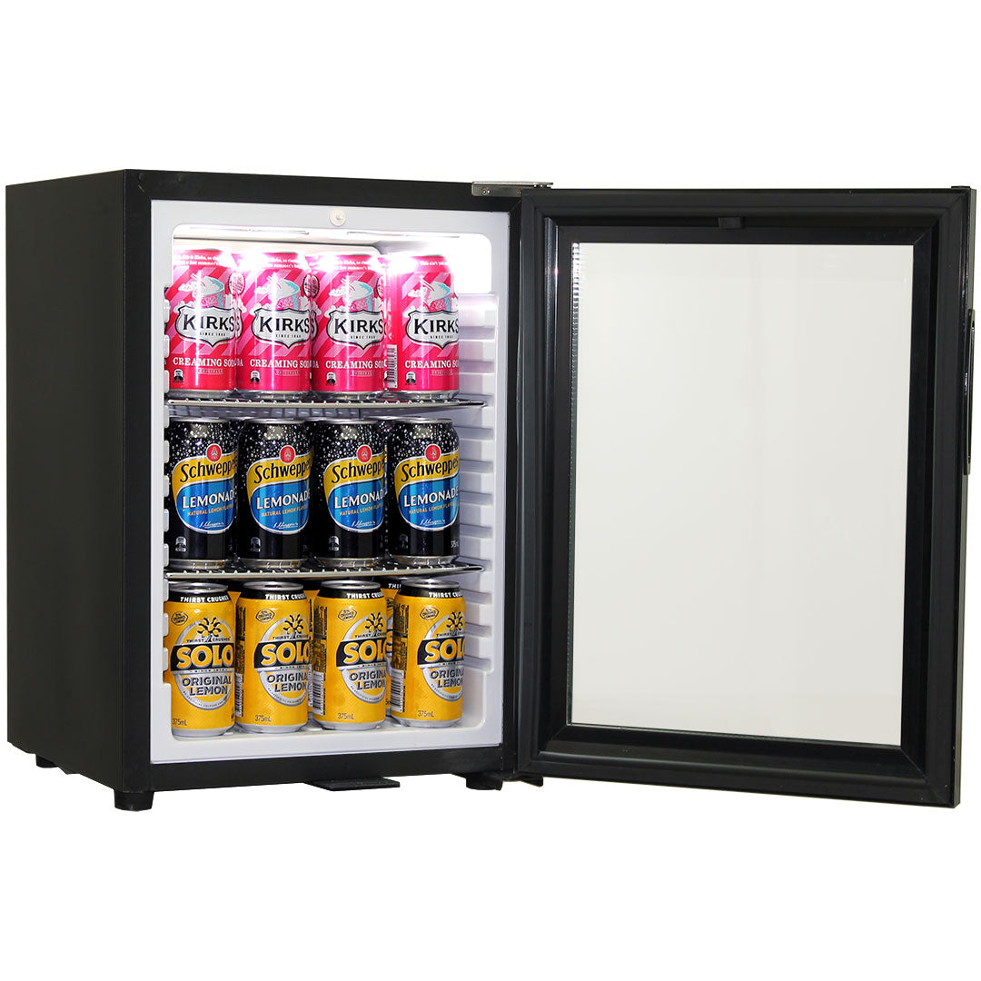 Schmick Black Quiet Running Accommodation Glass Door Mini Bar Fridge ...