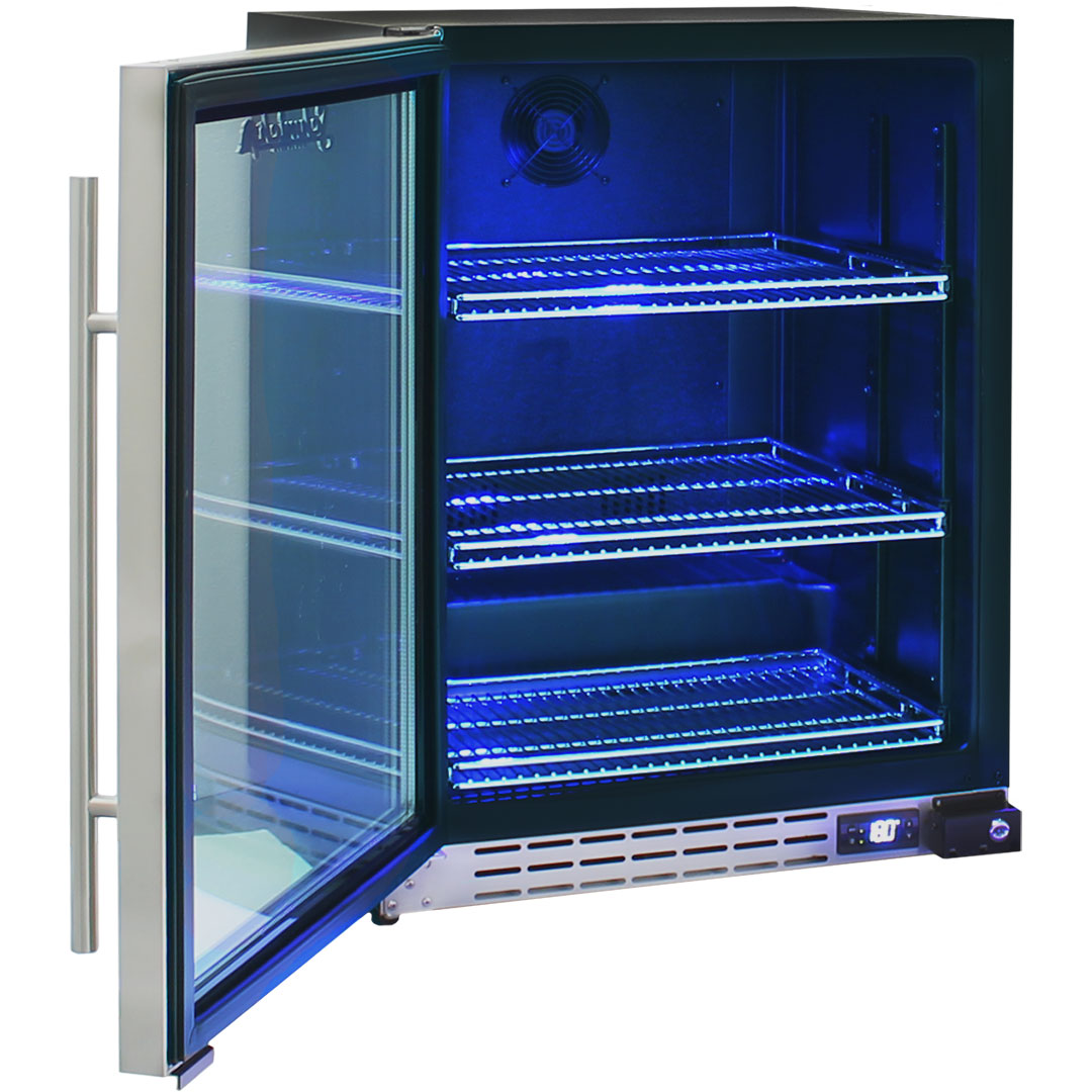 Under Bench Black Glass Door Bar Fridge Front Venting Classy Design ...