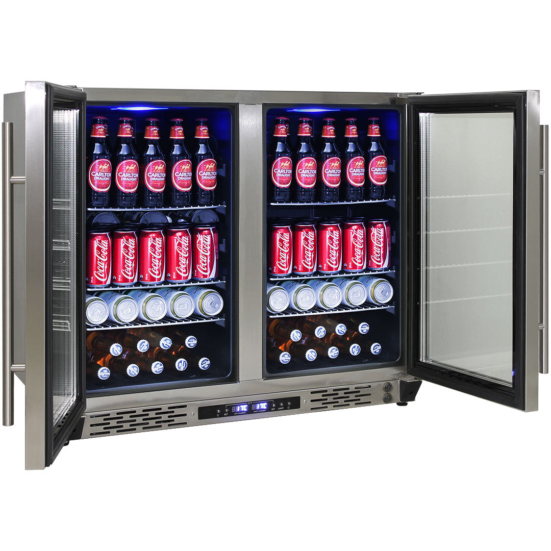 Mini wine and beer fridge with two hot sale zones