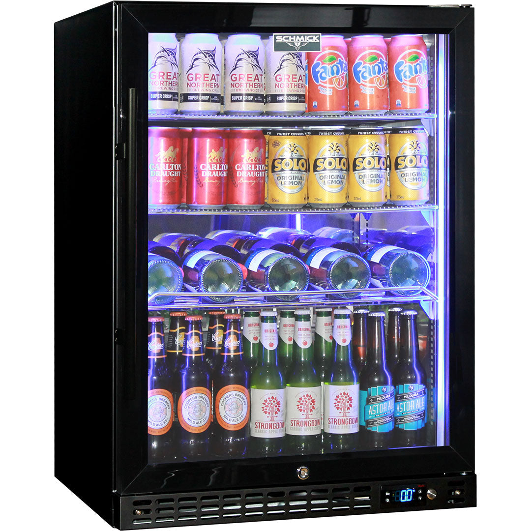 Schmick Glass Door Black Under Bench Bar Fridge With Quality Parts