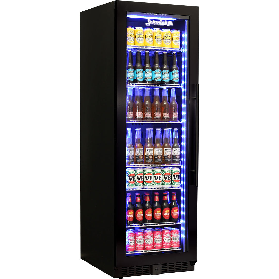 Schmick Black Glass Door Upright Fridge With Quiet Operation Model