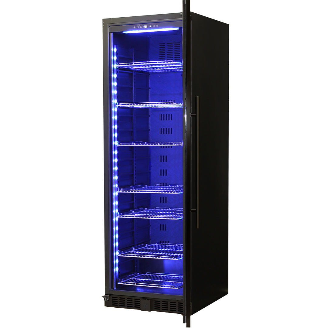 Schmick Black Glass Door Upright Fridge With Quiet Operation Model