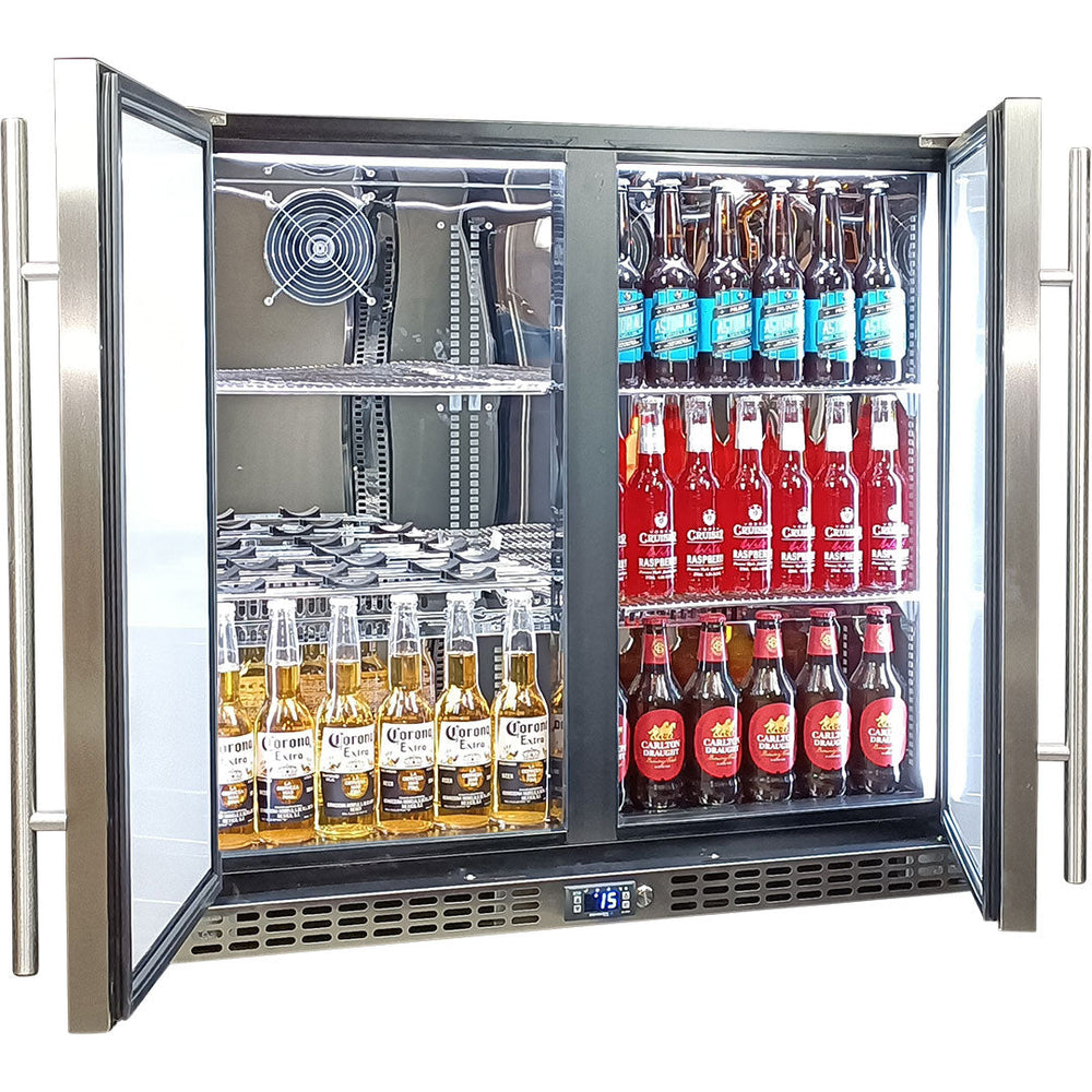 Schmick Twin Door Quiet Running Solid Stainless Door Energy Efficient Bar Fridge Model SK246-SD