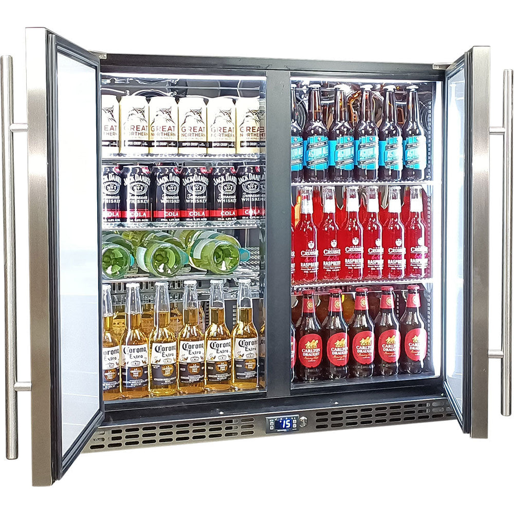 Schmick Twin Door Quiet Running Solid Stainless Door Energy Efficient Bar Fridge Model SK246-SD