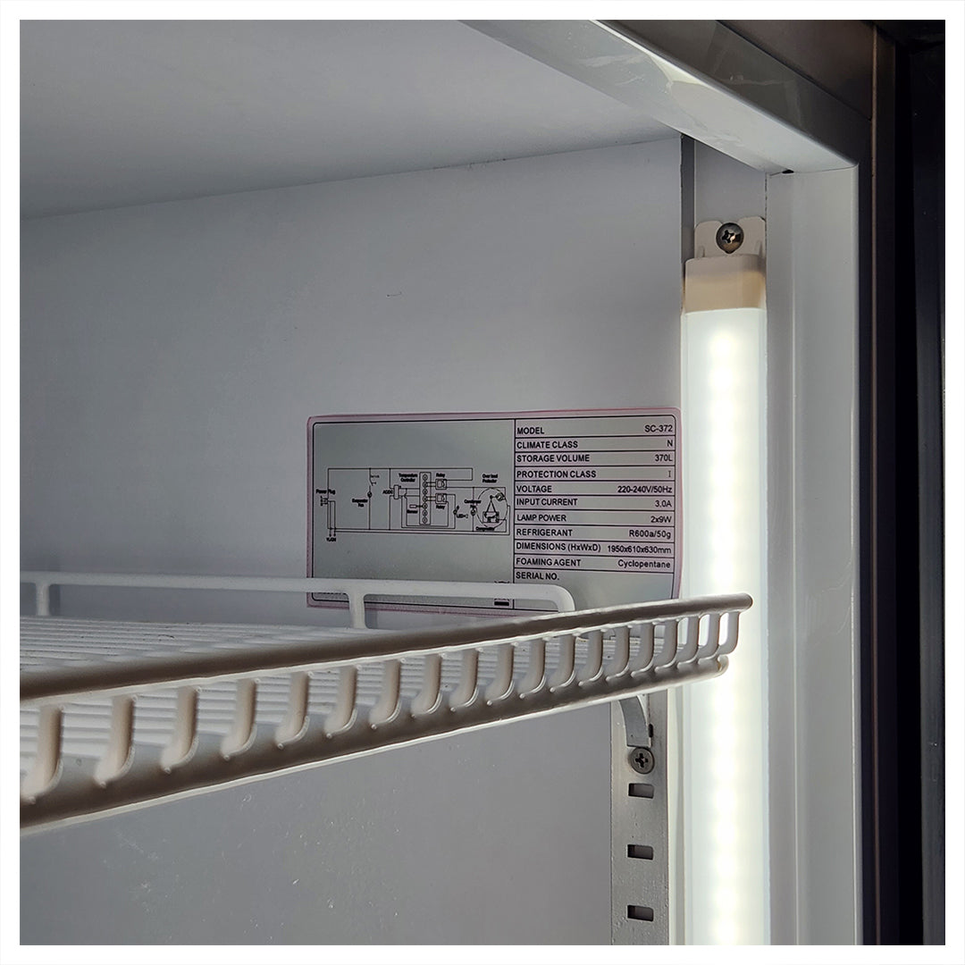 Upright Quiet Running Glass Door Bar Fridge Model HUSSC372W Bar