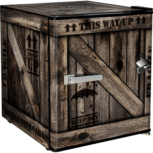 Wooden Crate designed mini bar fridge